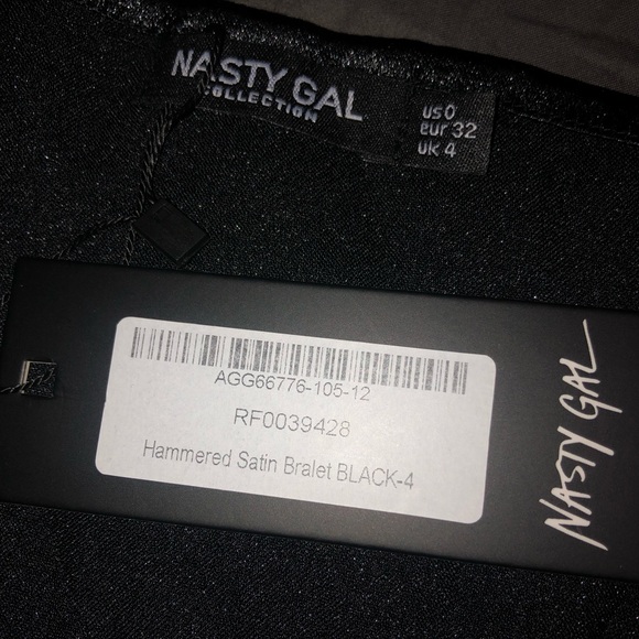 NWT NastyGal Black Satin Crop Top - Picture 2 of 4